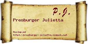 Presburger Julietta névjegykártya